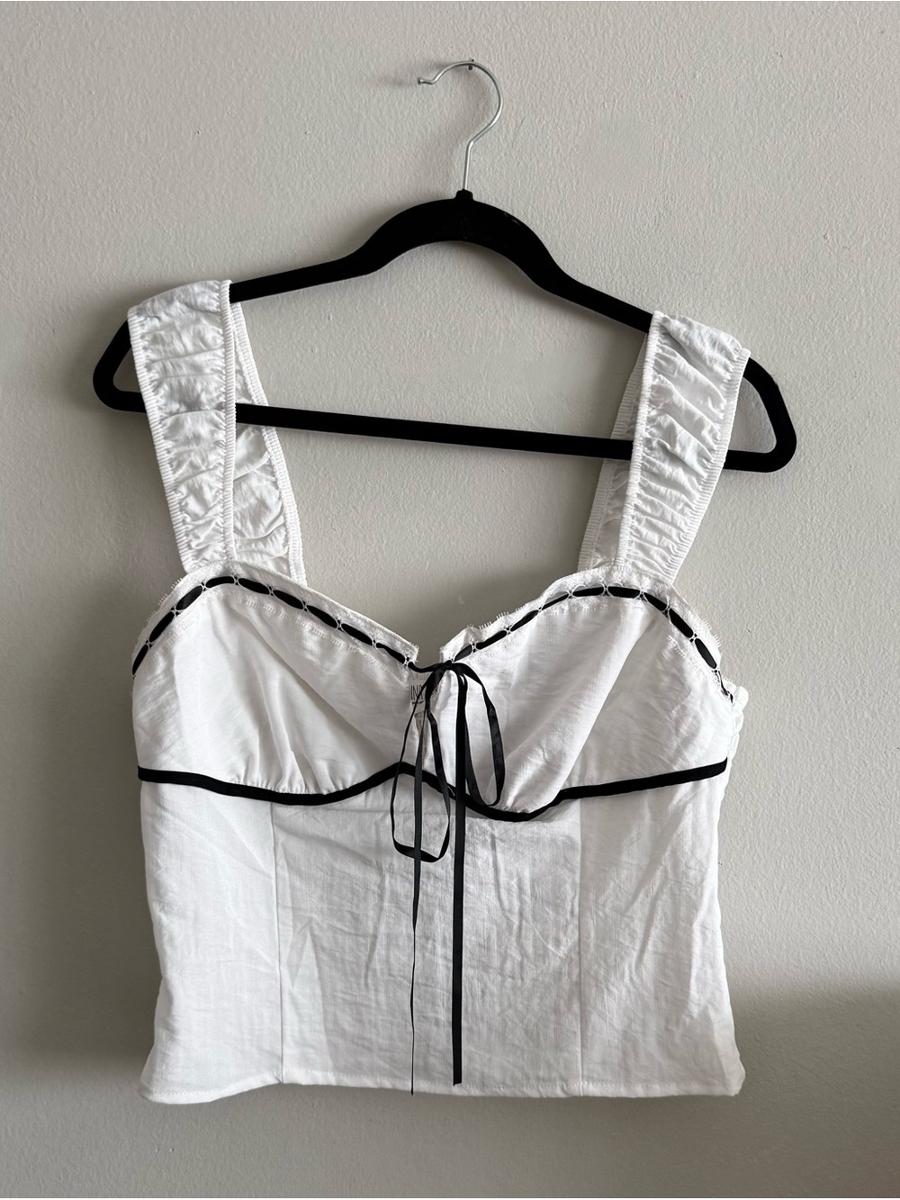 Sienna Sky White Bustier Cami with Black Trim in size L